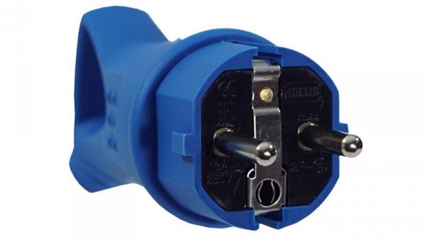 Wtyczka gumowa z uchwytem 16A 230V IP44 niebieska