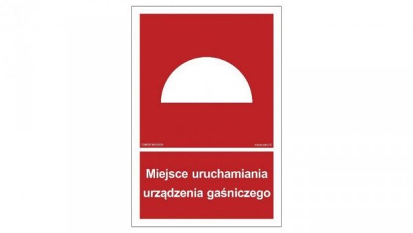 ZNAK - BB003 Miejsce uruchamiania urządzenia gaśniczego - arkusz 9 naklejek 5 x 7,4 cm FN - Folia samoprzylepna