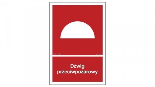 ZNAK - BB009 Dźwig przeciwpożarowy 10 x 14,8 cm FS - Folia samoprzylepna foto.