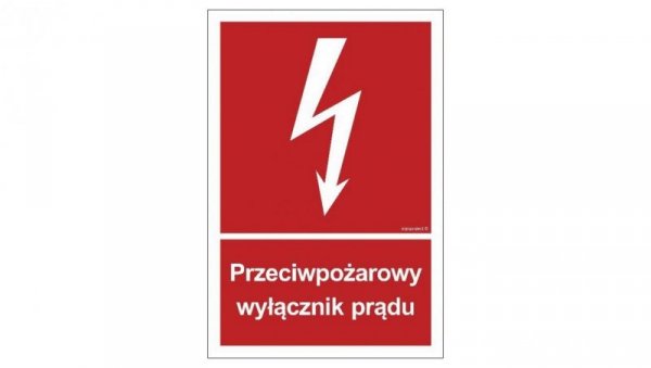 ZNAK - BB012 Przeciwpożarowy wyłącznik prądu 15 x 22,2 cm FS - Folia samoprzylepna foto.