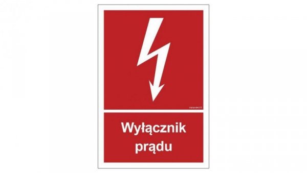 ZNAK - BC007 Wyłącznik prądu 35 x 51,8 cm FN - Folia samoprzylepna