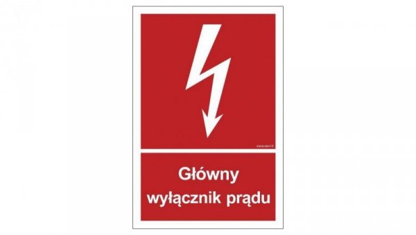 ZNAK - BC008 Główny wyłącznik prądu 15 x 22,2 cm PN - Płyta 1mm