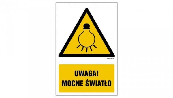 ZNAK - GF057 Uwaga mocne światło - arkusz 9 naklejek 5 x 7,5 cm FN - Folia samoprzylepna