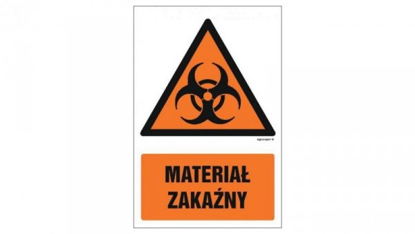 ZNAK - GF070 Materiał zakaźny 10 x 15 cm PS - Płyta 1mm foto.
