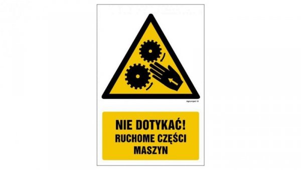 ZNAK - GF075 Nie dotykać! Ruchome części maszyny 10 x 15 cm KN - Folia podłogowa