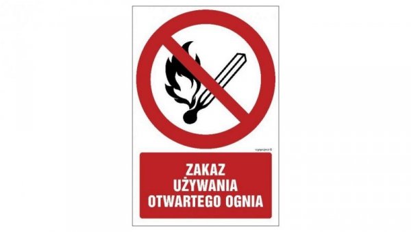 ZNAK - GC037 Zakaz używania otwartego ognia 10 x 15 cm TS - Płyta TD foto.