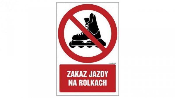 ZNAK - GC054 Zakaz jazdy na rolkach 10 x 15 cm PS - Płyta 1mm foto.