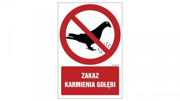 ZNAK - GC078 Zakaz karmienia gołębi - arkusz 9 naklejek 5 x 7,5 cm FN - Folia samoprzylepna