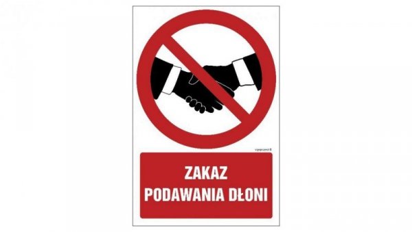 ZNAK - GC091 Zakaz podawania dłoni 10 x 15 cm KN - Folia podłogowa