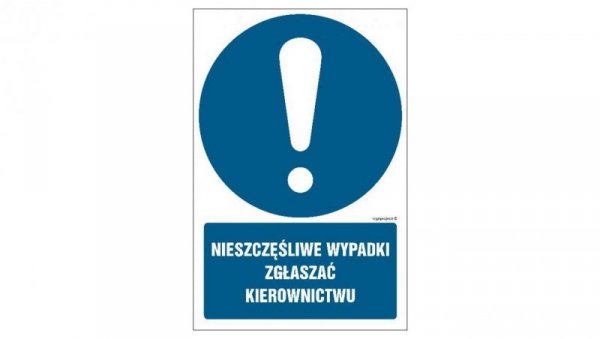 ZNAK - GL002 Nieszczęśliwe wypadki zgłaszać kierownictwu 10 x 15 cm KS - Folia podłogowa foto.