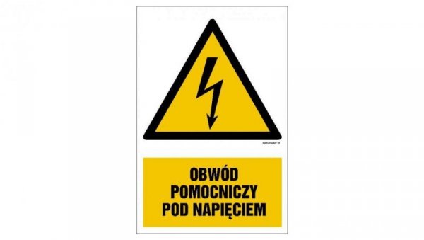ZNAK - HA010 Obwód pomocniczy pod napięciem 35 x 52,5 cm FN - Folia samoprzylepna