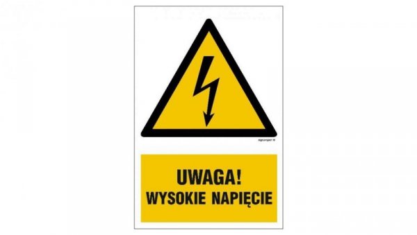 ZNAK - HA016 Uwaga wysokie napięcie - opakowanie 10 sztuk 5 x 7,5 cm PN - Płyta 1mm