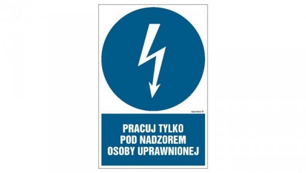 ZNAK - HE010 Pracuj tylko pod nadzorem osoby uprawnionej - arkusz 9 naklejek 5 x 7,5 cm FN - Folia samoprzylepna