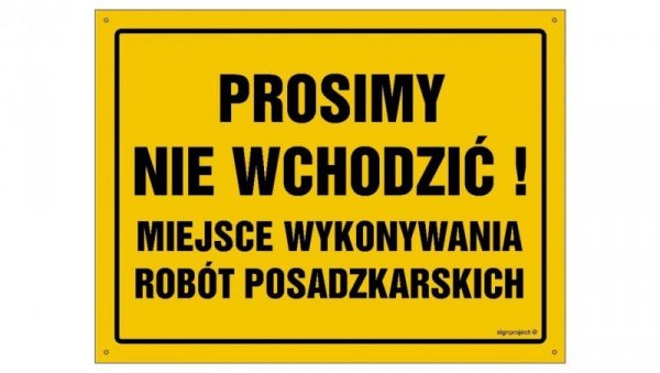 ZNAK - OA013 Uwaga! Świeżo malowane 30 x 21,5 cm BN - Płyta żółta 0,6mm