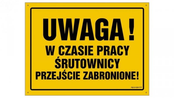 ZNAK - OA026 Uwaga! Strefa niebezpieczna 30 x 21,5 cm BN - Płyta żółta 0,6mm