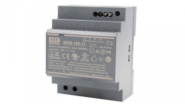 Zasilacz na szynę DIN 85W 12V HDR-100-12 7,1A do led Mean Well