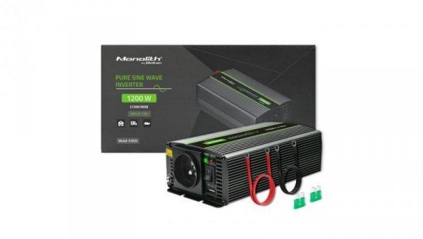 Qoltec Przetwornica napięcia Monolith 600W 1200W 12V na 230V Czysty Sinus