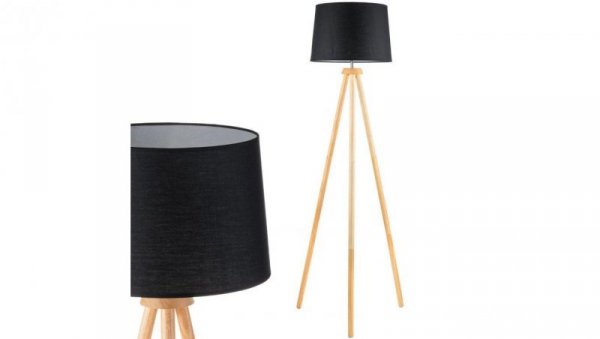 Lampa Podłogowa E27 Trójnóg z Abażurem Czarna regulacja wysokości Clara Lumiled