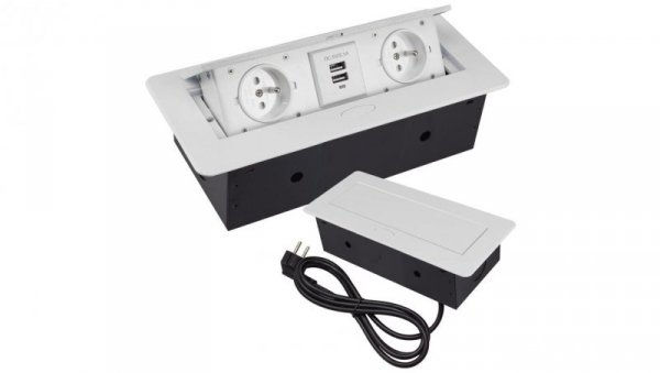 GNIAZDO CHOWANE W BLAT NABLATOWE + 2 USB GNIAZDKO