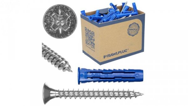 Kołki rozporowe uniwersalne 4ALL 6x30 z wkrętem z łbem stożkowym 4,5x40 50szt. RAWLPLUG