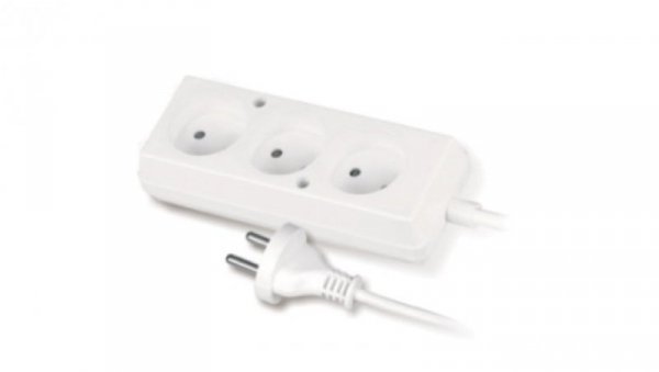 Przedłużacz 3-gniazda b/u 10A 3m /OMY 2x1/ biały PS-360 T-105320