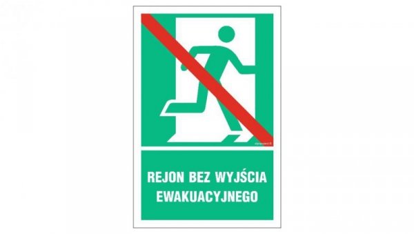 ZNAK - AC027 Rejon bez wyjścia ewakuacyjnego prawostronny 10 x 15 cm PS - Płyta 1mm foto.