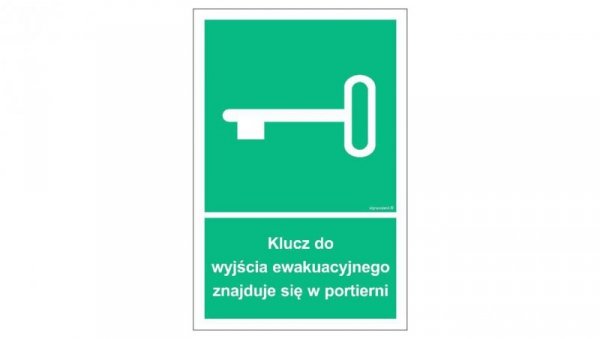 ZNAK - AC067 Klucz do wyjścia ewakuacyjnego znajduje się w portierni 10 x 15 cm TS - Płyta TD foto.