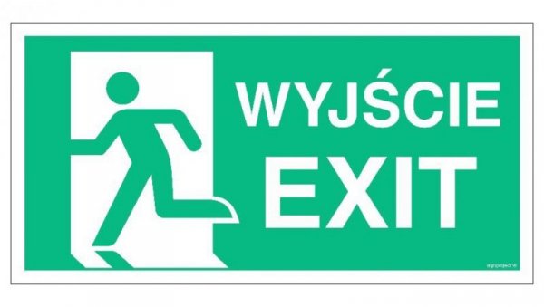 ZNAK - AC076 Wyjście / EXIT lewostronne 100 x 50 cm PS - Płyta 1mm foto.