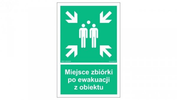 ZNAK - AC085 Miejsce po ewakuacji z obiektu 10 x 15 cm TS - Płyta TD foto.