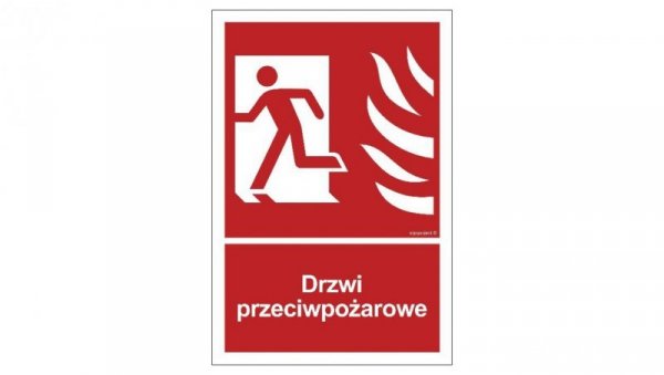 ZNAK - BC052 Drzwi przeciwpożarowe lewostronne 10 x 14,8 cm KN - Folia podłogowa
