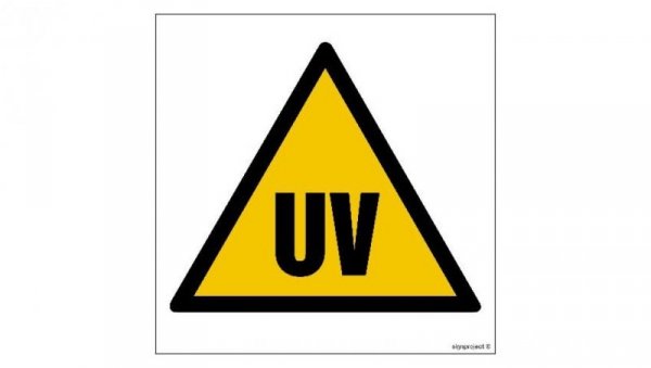 GE023 Uwaga! Promieniowanie ultrafioletowe 10 x 10 cm PS - Płyta 1mm foto.