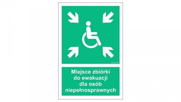 ZNAK - AF024 Miejsce zbiórki do ewakuacji dla niepełnosprawnych 35 x 52,5 cm FN - Folia samoprzylepna