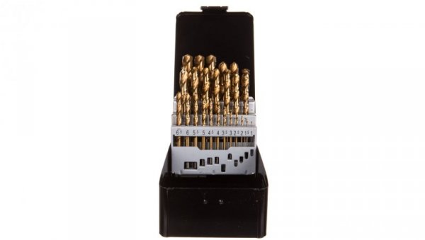 Zestaw wierteł do metalu HSS-TiN 1.0-13 mm głęboko szlifowane stal 9341 DIN338 25 elementów 57H200