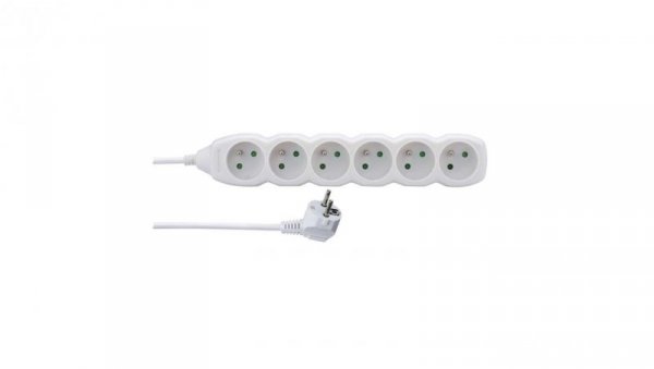 Przedłużacz 6-gniazd z/u 2m /H05VV-F 3G1/ biały P0612