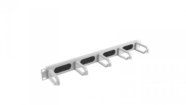 Organizer kabli 19 1U z 5 uchwytami typ B + panel szczotkowany szary AK-1203-S
