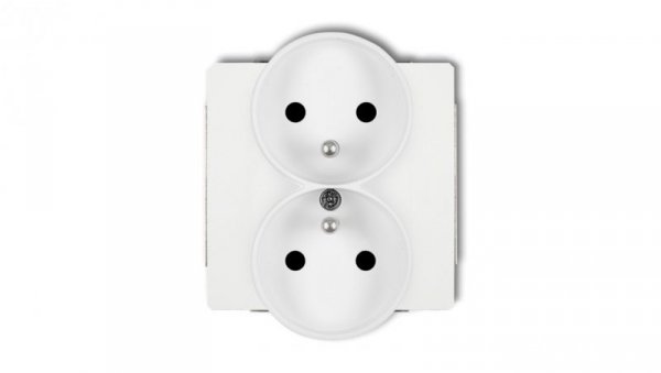 DECO Mechanizm gniazda podwójnego do ramki z uziemieniem 2x(2P+Z) (przesłony torów prądowych), biały mat 25DGPR-2zp