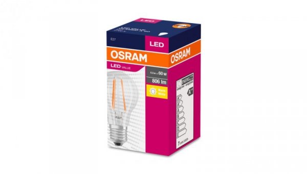 Żarówka LED E27 7W VALUE FILAMENT 7W/827 CLA60 806lm (odpowiednik 60W) 4058075819658