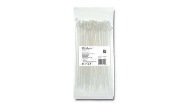 Qoltec Opaski zaciskowe Trytki kablowe 4.8*200mm 100 szt. Nylon66 UV Białe