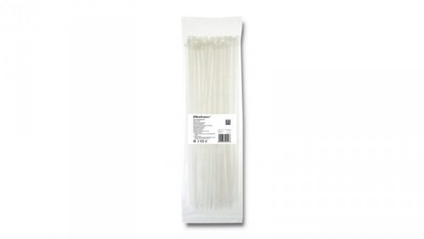 Qoltec Opaski zaciskowe Trytki kablowe 4.8*350mm 100 szt. Nylon66 UV Białe
