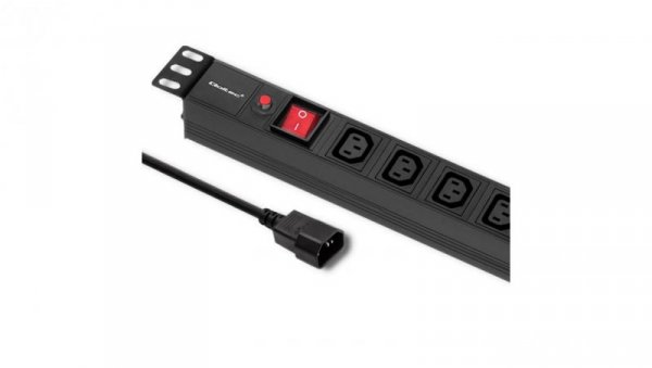 Qoltec Listwa zasilająca PDU antyprzeciążeniowa do RACK 19 1U 10A 8xIEC C13 2m