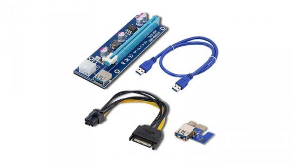 Qoltec Riser PCI-E 1x - 16x USB 3.0 ver. 007C SATA / PCI-E 6pin