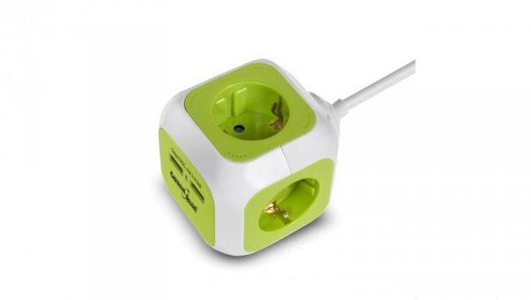 MagicCube poczwórne gniazdko prądowe, 2 wejścia usb 1,4m GreenBlue GB118G wersja niemiecka GB118
