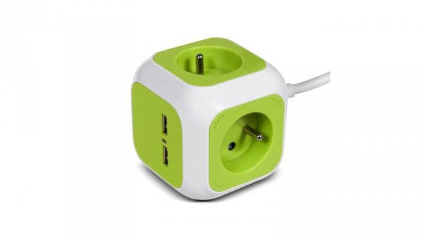 MagicCube poczwórne gniazdko prądowe, 2 wejścia usb 1,4m GreenBlue GB118 GB118