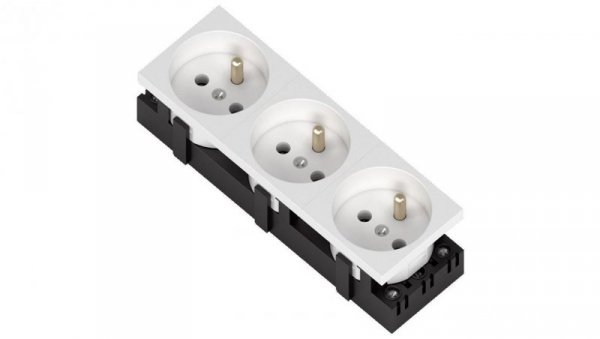 Gniazdo elektryczne standard 3B 3x2P+Z bez blokady białe potrójne 1 szt. 333537