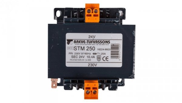 Transformator 1-fazowy bezpieczeństwa STM 250 230/ 24V 10,4A, Ta 40, 16224-9920