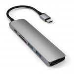 Satechi USB-C Slim Multiport V2 HUB - USB 3.0 / HDMI / USB-C(PD) / microSD / SD / Space Gray (gwiezdna szarość)