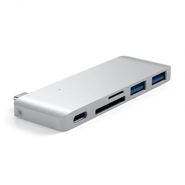 Satechi USB-C Pass Through HUB - 2xUSB 3.0 / USB-C (PD) / SD / microSD / Silver (srebrny)