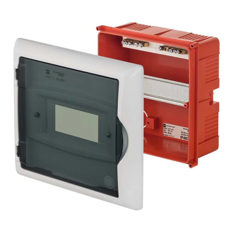 Rozdzielnica modułowa 1x6 p/t ECONOMIC BOX RP 1/6 drzwi transparentne (N+PE) IP40 2511-01