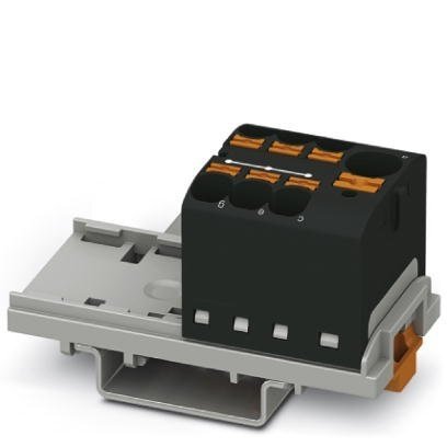 Blok rozdzielczy PTFIX 10/6X4-NS35 BK, czarne złącze przemysłowe - 6 punktów przyłączeniowych o przekroju 4mm2