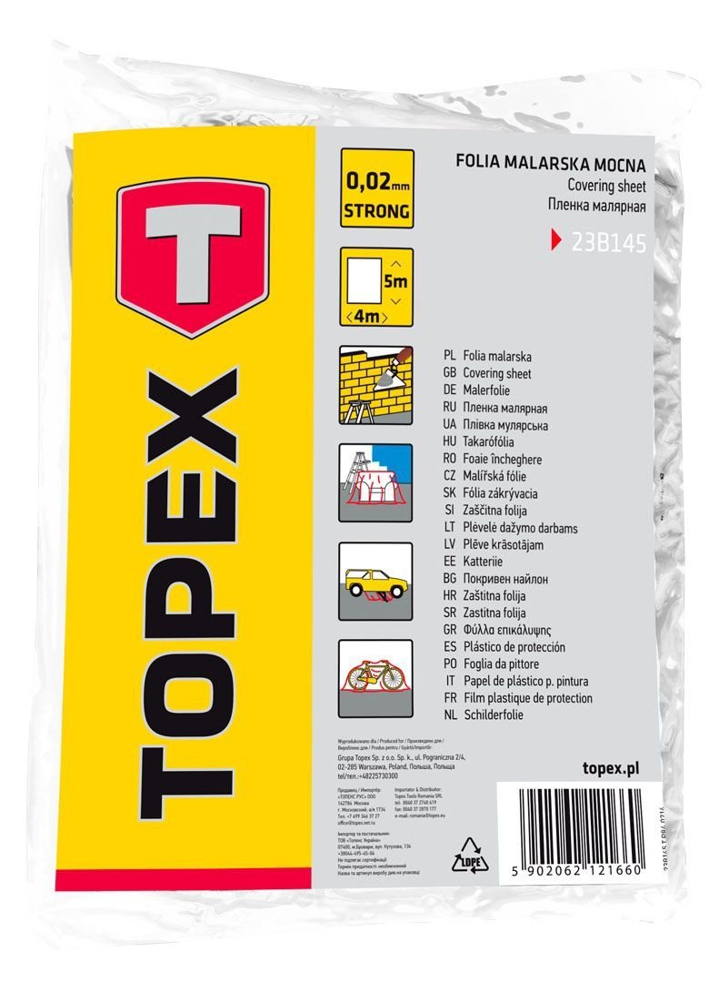 Folia malarska LDPE 4 x 5 m 0.02mm 23B145